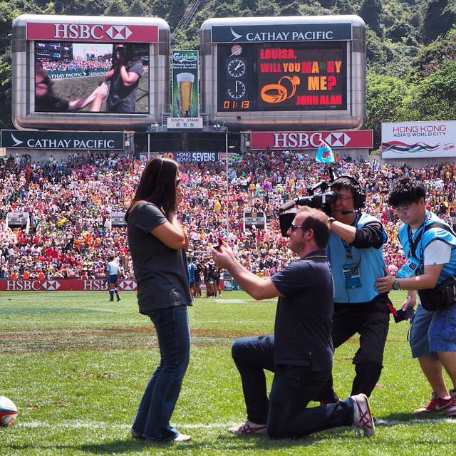 John Alan proposes to Louisa at Hong Kong sevens