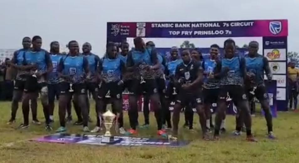 Mwamba victory dance after winning Prinsloo 7s